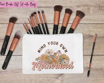 14 Piece Makeup Brush Set, Gift Set Kabuki Brushes Synthetic Make Up Brushes, Vegan & Cruelty-Free Cosmetic Brushes - Retro - MOTHERHOOD