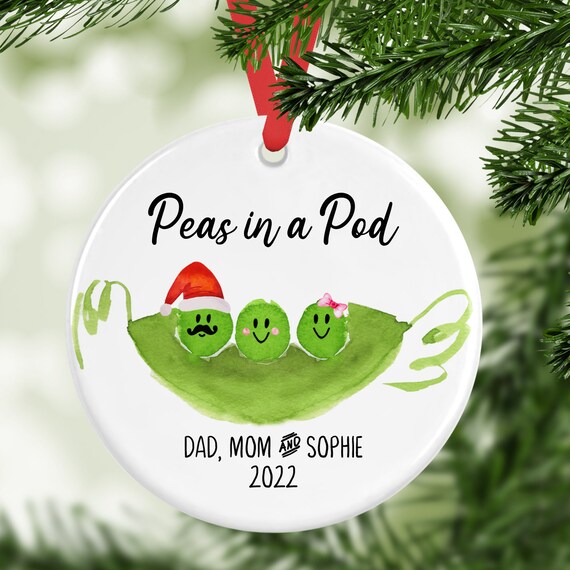 Family Name Ornament, Peas in a Pod, Custom Ornament, Family Christmas Ornament, Personalized Ornament, Family Gift, Year Ornament