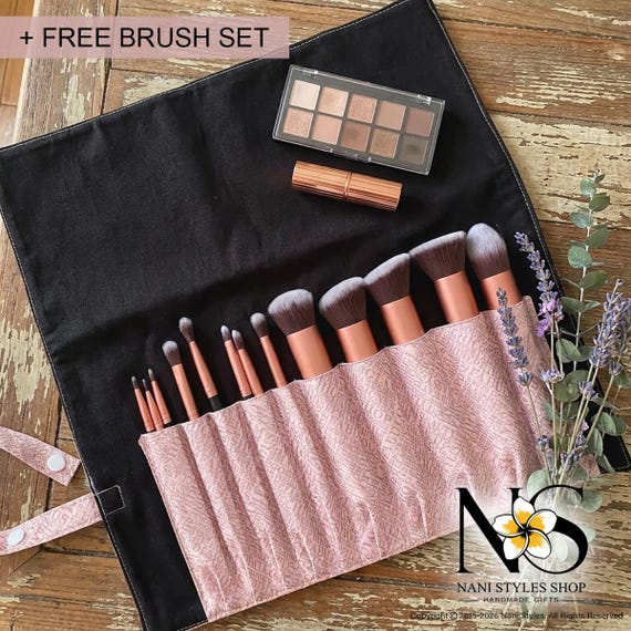 Blush Pink Brush Roll Gift Set