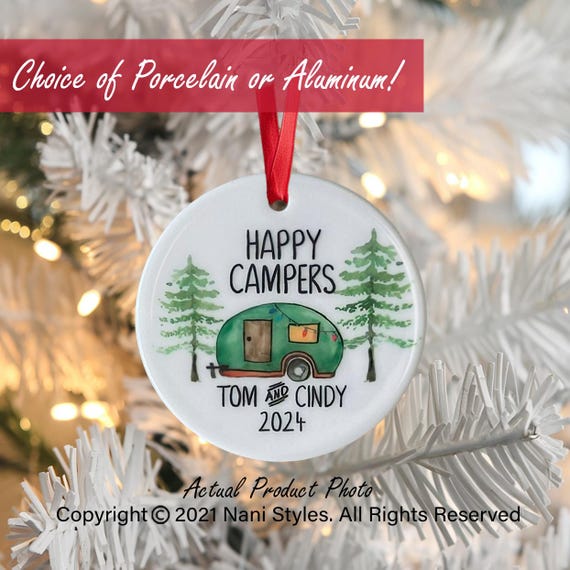 Personalized Camper Ornament, Happy Camper  Ornament, Custom Ornament, Christmas Camper, Christmas Ornament, Family Gift, Year Ornament