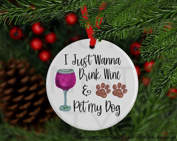 Wine Dog Christmas Ornament, Custom Ornament, Christmas 2022, Christmas Ornament, Family Gift, Year Ornament, Dogs