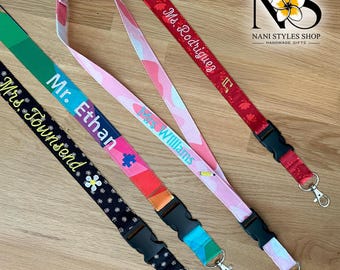 Personalized Cotton Breakaway Lanyard: Teacher, Nurse, Work Safety