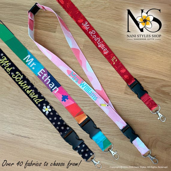 Personalized Cotton Breakaway Lanyard: Teacher, Nurse, Work Safety