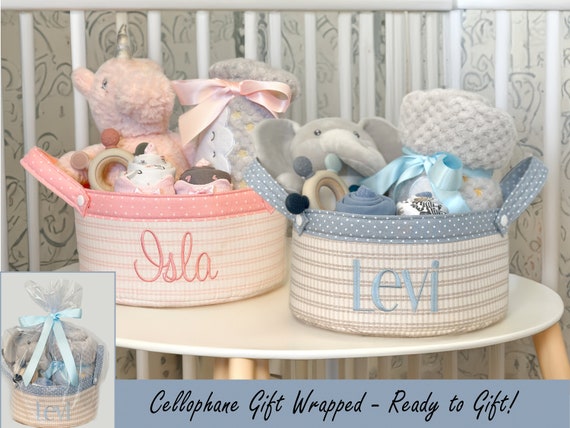 Personalized Baby Gift Basket, Baby Shower Gift Set, Newborn Essentials Gift