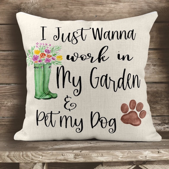 Throw Pillow Cover for Dog and Garden Lovers