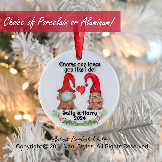 Personalized Gnome Ornament, Gnome Couple  Ornament, Christmas Gnome