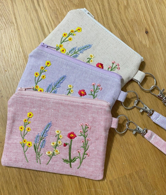 ID Keychain Wallet Pouch with Wildflowers