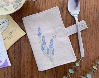 Tea wallet, Tea Holder, Tea Bag Wallet, Travel Tea bags carrier, Lavender Floral, Linen Cotton Tea Wallet