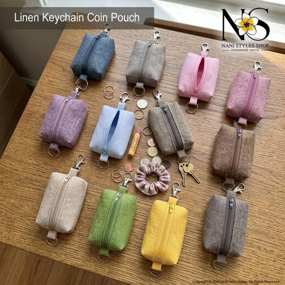 Keychain Coin Purse | Zipper Key Fob Pouch | Earbud Pouch