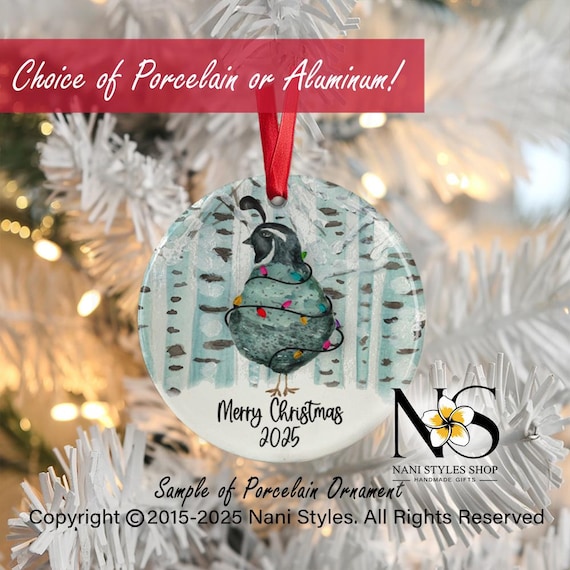 Quail Christmas Wreath Ornament