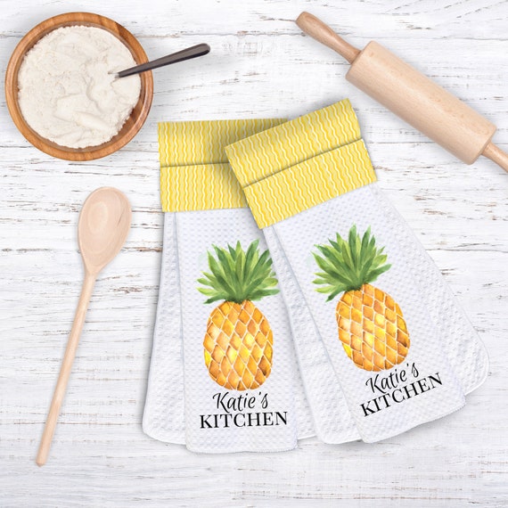 Personalized Kitchen Hand Towel, Wedding Gift, Housewarming Gift - Stove Handle Towel, Kitchen Pineapple