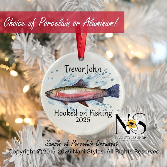 Personalized Rainbow Trout Ornament: Fisherman Gift, Custom Name & Year