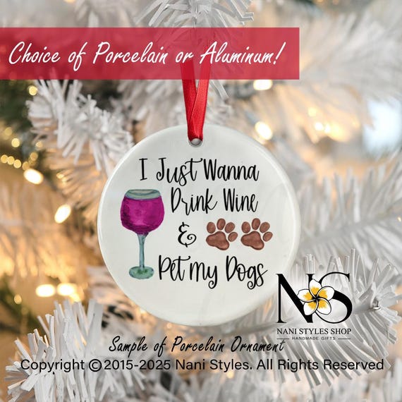 Wine Dog/Cat Christmas Ornament: Custom Family Gift