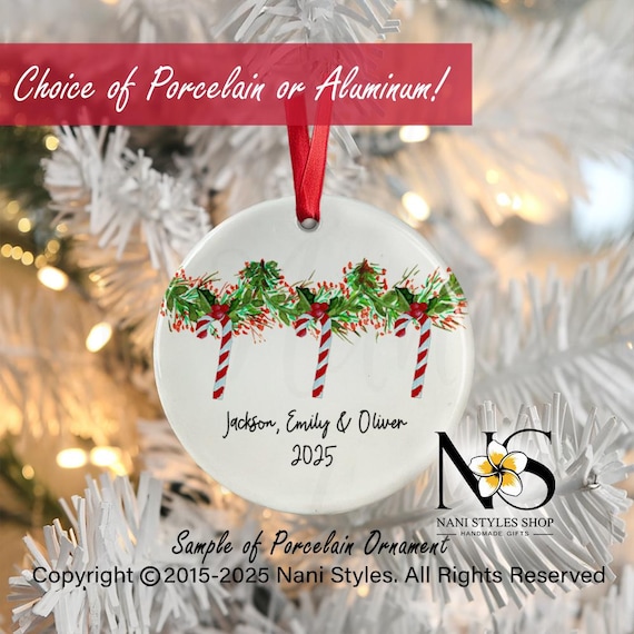Candy Cane Family Names Ornament