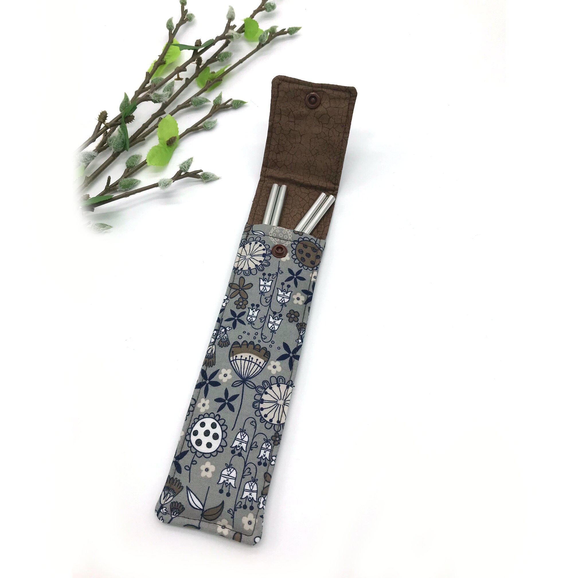 Reusable Straw Case, Glass Straw Case, Padded Straw Sleeve, Quilted