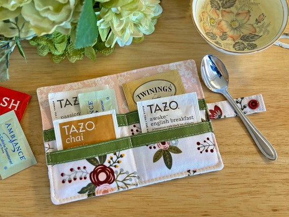 Tea Wallet for On-The-Go Tea Lovers - Floral on White