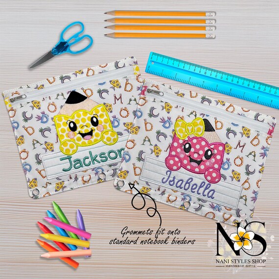 Personalized Pencil Pouch for 3 Ring Binder - Back to School Gift for Kids