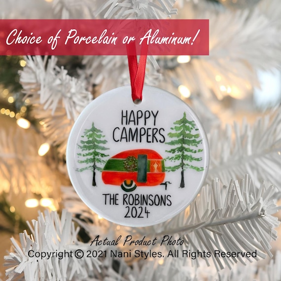 Personalized Camper Ornament: Watercolor Christmas Decoration