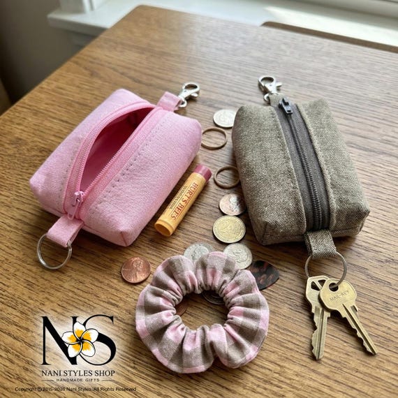 Keychain Coin Purse 3x4 | Zipper Key Fob Pouch | Earbud Pouch | Hand Sanitizer Holder