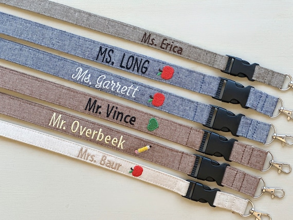 Teacher Breakaway Lanyard for Safety, Removable Key Clip - Linen Cotton Blend - Nurse Lanyard, Safety Work Lanyard
