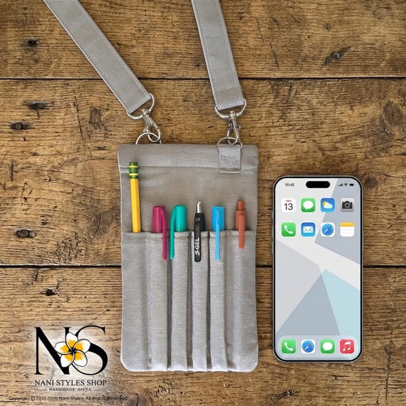 Crossbody Phone Pen Pouch, Teacher Organizer Bag, Student Essentials Carrier, Phone Holder, Pencil Pocket