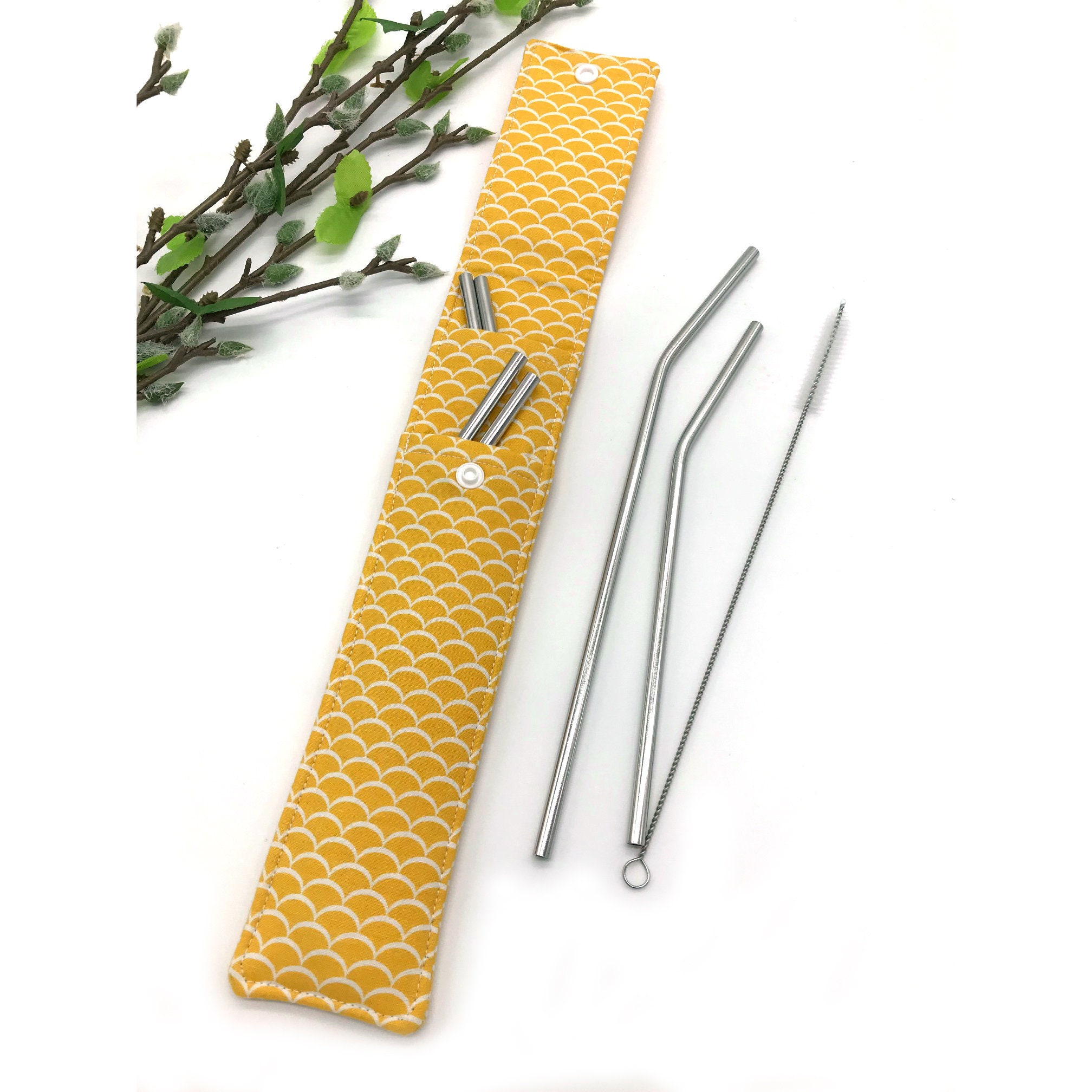 Reusable Straw Case, Glass Straw Case, Padded Straw Sleeve, Quilted