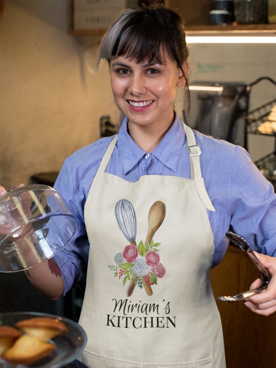 Personalized Apron for cooking, cleaning, gardening and more! Watercolor Kitchen Floral!