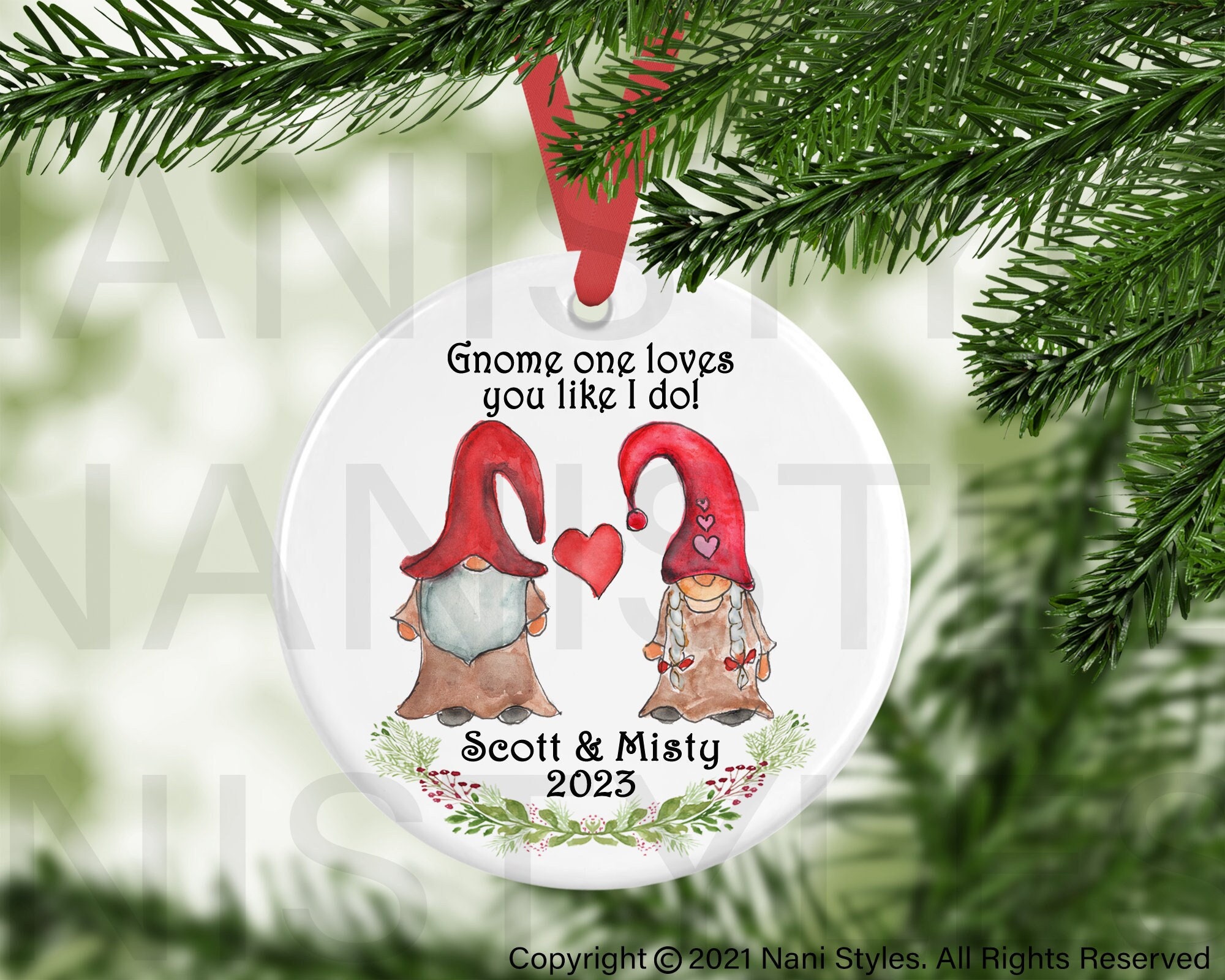 Personalized Gnome Ornament, family ornament, Christmas Gnome, Keepsake