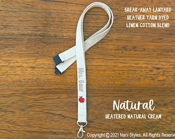 Personalized Breakaway Lanyard Linen Blend for Safety for Teachers and Nurses