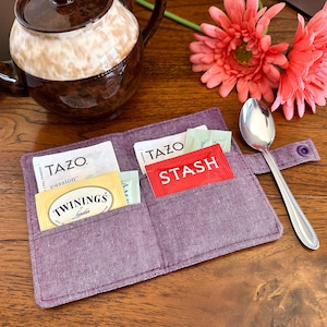 Linen Tea wallet, Tea Holder, Tea Bag Wallet, Travel Tea bags carrier, Linen Cotton Tea Wallet