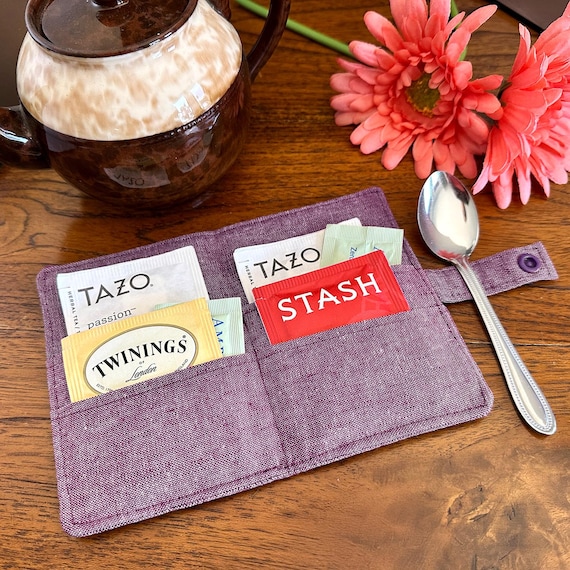 Linen Tea wallet, Tea Holder, Tea Bag Wallet, Travel Tea bags carrier, Linen Cotton Tea Wallet