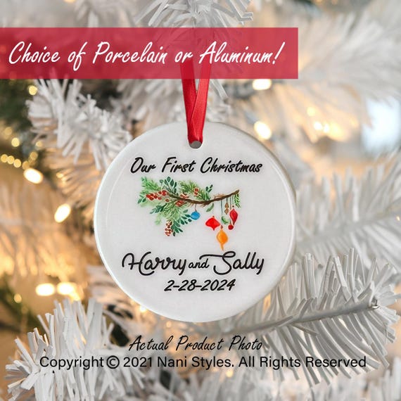 Personalized Ornament First Christmas Married - Baubles on Branch