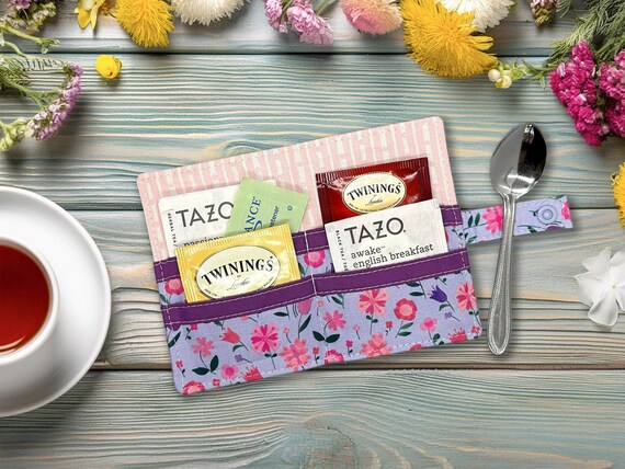 Tea Wallet for On-The-Go Tea Lovers - Purple Floral Mod