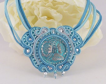 Soutache necklace MollyG Designs soutache jewellery. Unique handmade jewellery. Beaded necklace. Gifts for her. Special occasion necklace.