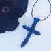 Zoe Sanderson reviewed Soutache cross necklace. Black blue necklace.  MollyG Designs. Gothic cross necklace. Alternative jewellery.
