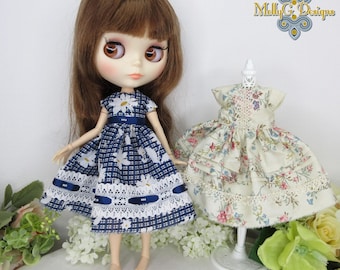 Blythe Beaded Floral Dress. Dolls Clothes. Unique Handmade Outfit. Party Clothes