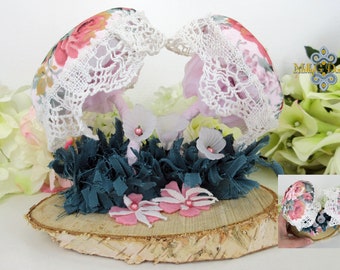 Fantasy Textile Mushroom Decoration. Pretty Floral Soft Sculpture Ornament. Unique Handmade Gift Idea. Mushroom Gift. Home Decor Gift.