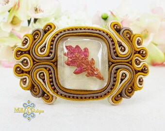 Barrette, Beaded Hair Accessory. Unique Handmade Hair Clip Soutache And Beads.