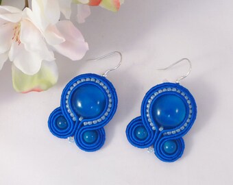 Soutache Blue Earrings. Beaded Earrings. Soutache Jewellery. Gift For her. Colour Pop Earrings. Unique Handmade Fashion Earrings