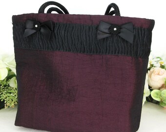 Small Evening Bag. Unique Burgundy And Black Handbag. Party, Special Occasion, Lightweight Ladies Bag.