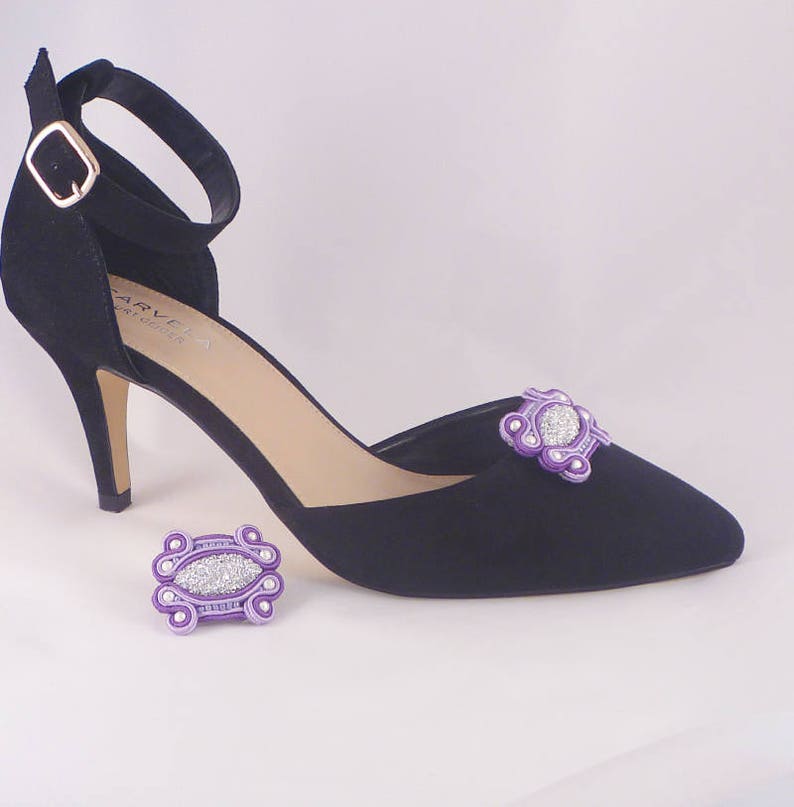Soutache Shoe Clips. Removable Shoe Clips. Purple Shoe - Etsy UK