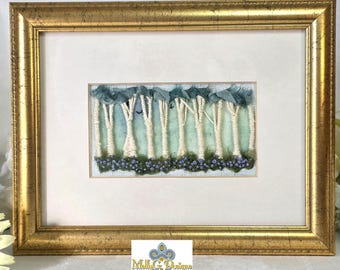 Embroidered Bluebell Wood Picture.