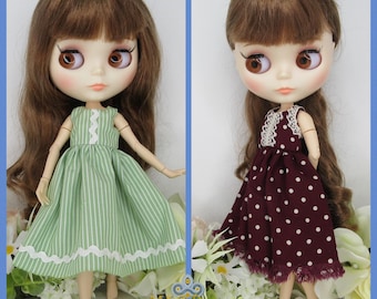 Blythe Pretty Dresses. Sleeveless Dress.  Dolls Clothing. Unique, Handmade Blythe Collectors Clothes