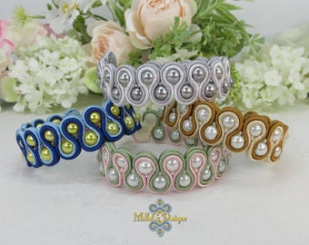 Beaded Bracelet. Handmade Soutache Colourful Textile Jewellery. Friendship Stackable Bracelets. Party, Occasion And Gift Idea.