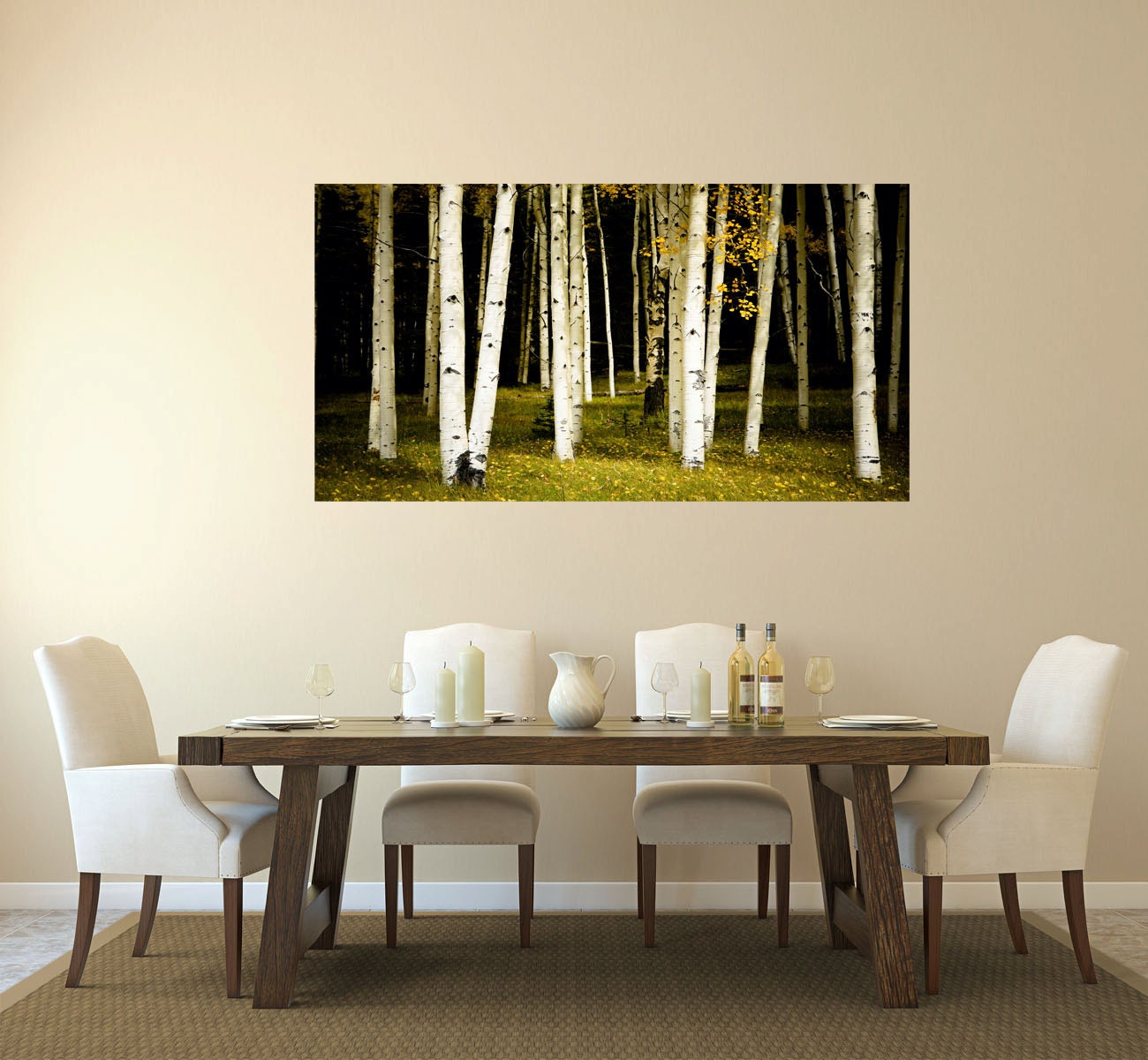 Large Aspen Wall Canvas, Aspen Trees, Yellow Wall Art, Green Wall Art, Autumn Wall Art, Aspen
