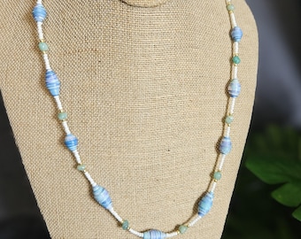 Paper Bead and Aventurine Necklace