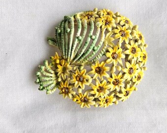 Yellow Floral Cluster Brooch