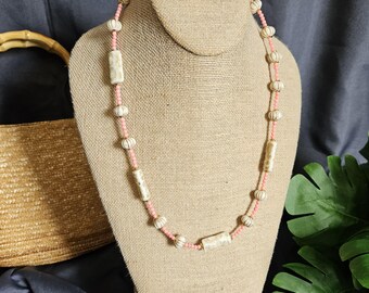 Cream and Coral Seaside Necklace