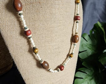 Nut, Bone and Wood Necklace