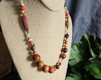 Asymmetrical Wooden Necklace.